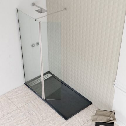 Mampara COMBI para ducha frontal de 1 hoja fija + 1 hoja abatible